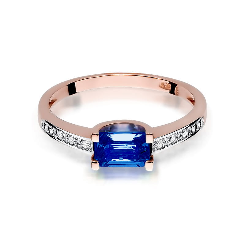 Inel Aur 14K cu Safir 0.60 ct si Diamante Naturale 0.03 ct, imaginea 9 din 11