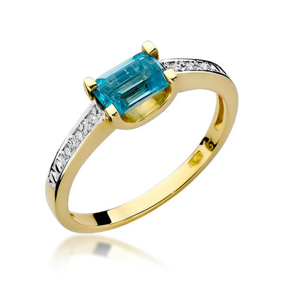 Inel Aur 14K cu Topaz Swiss 0.65 ct si Diamante Naturale 0.03 ct