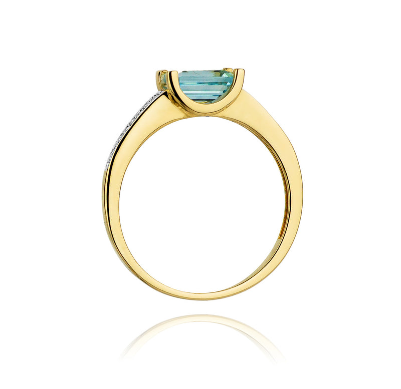 Inel Aur 14K cu Topaz Swiss 0.65 ct si Diamante Naturale 0.03 ct, imaginea 3 din 11