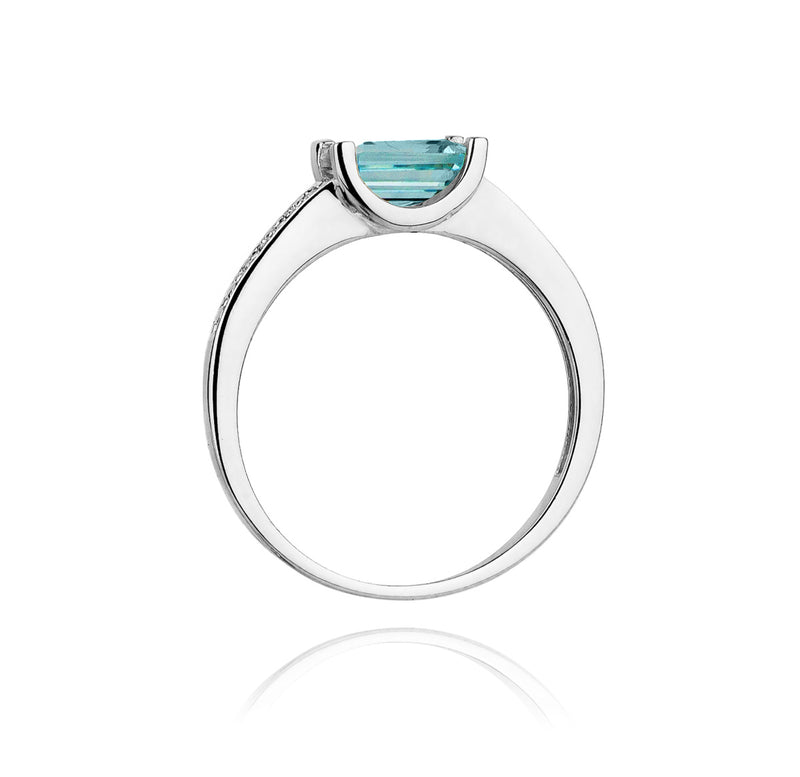Inel Aur 14K cu Topaz Swiss 0.65 ct si Diamante Naturale 0.03 ct, imaginea 7 din 11