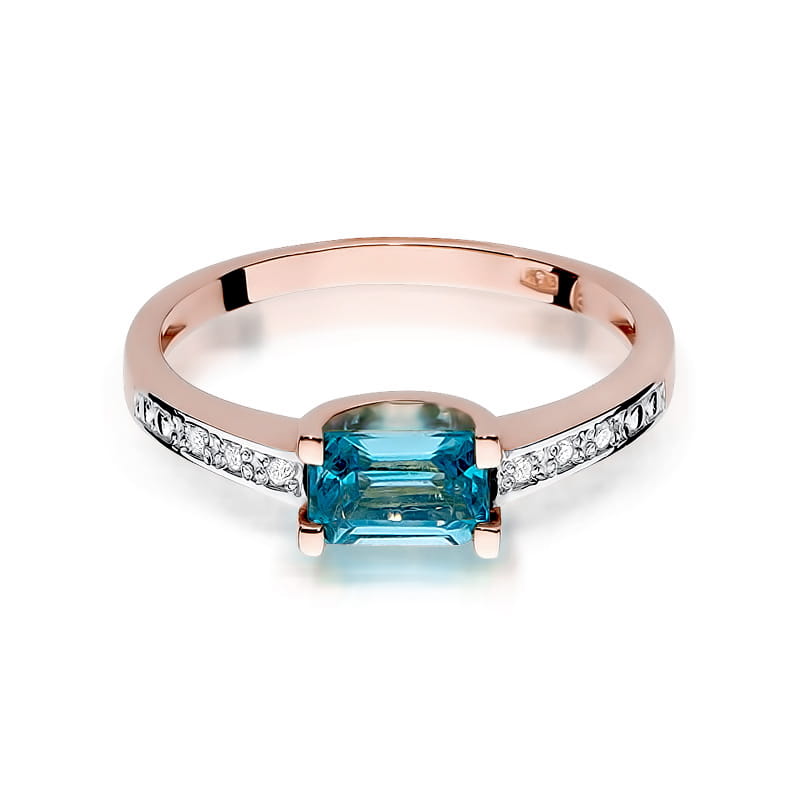 Inel Aur 14K cu Topaz Swiss 0.65 ct si Diamante Naturale 0.03 ct, imaginea 9 din 11