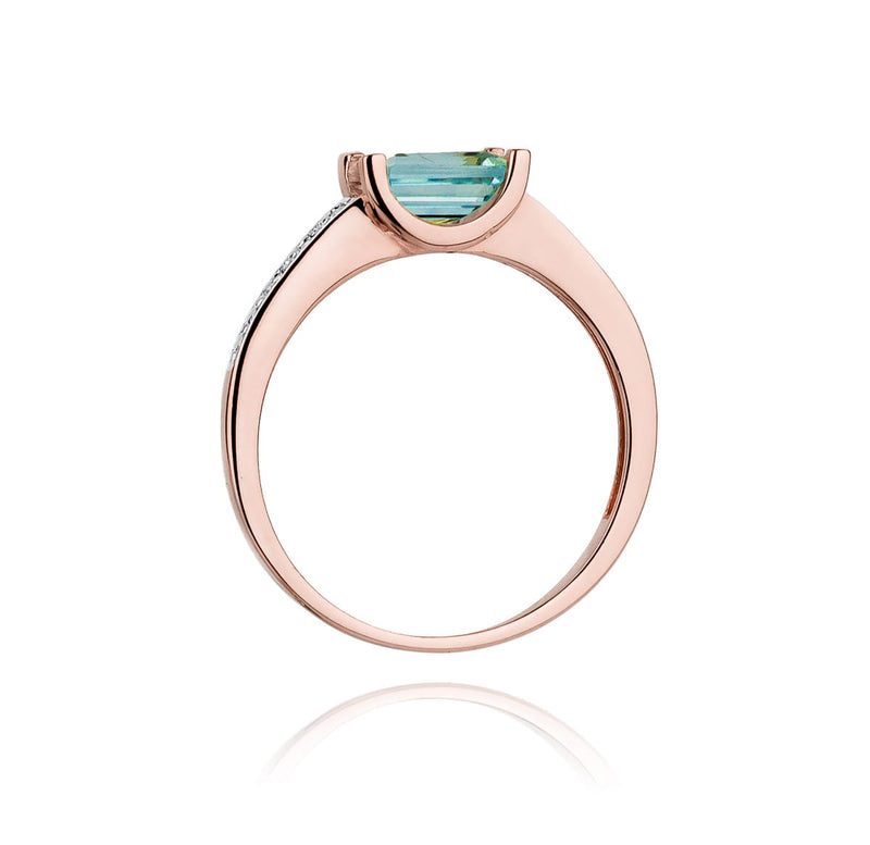 Inel Aur 14K cu Topaz Swiss 0.65 ct si Diamante Naturale 0.03 ct, imaginea 10 din 11