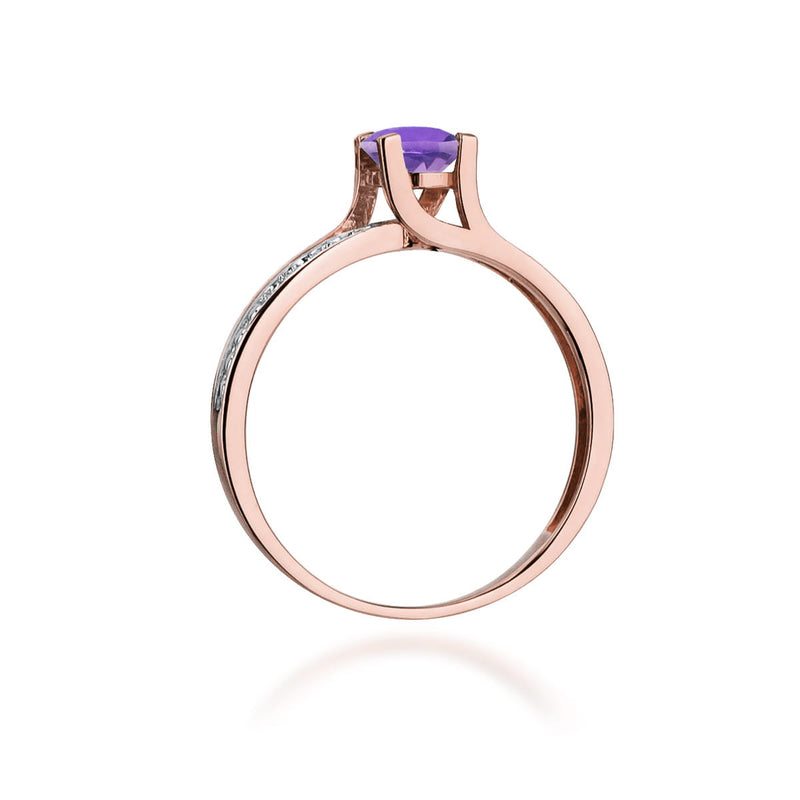 Inel Aur 14K cu Ametist 0.50 ct si Diamante Naturale 0.03 ct, imaginea 10 din 11