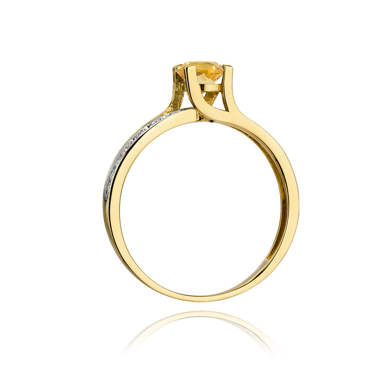 Inel Aur 14K cu Citrin 0.50 ct si Diamante Naturale 0.03 ct, imaginea 3 din 11