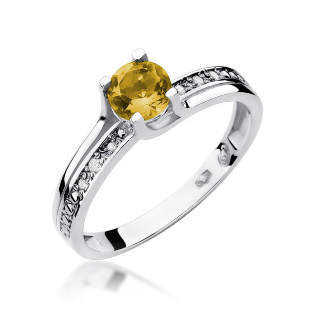 Inel Aur 14K cu Citrin 0.50 ct si Diamante Naturale 0.03 ct, imaginea 4 din 11