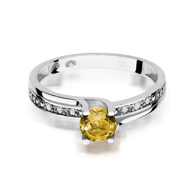 Inel Aur 14K cu Citrin 0.50 ct si Diamante Naturale 0.03 ct, imaginea 5 din 11