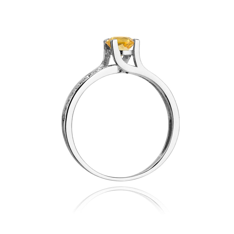 Inel Aur 14K cu Citrin 0.50 ct si Diamante Naturale 0.03 ct, imaginea 6 din 11