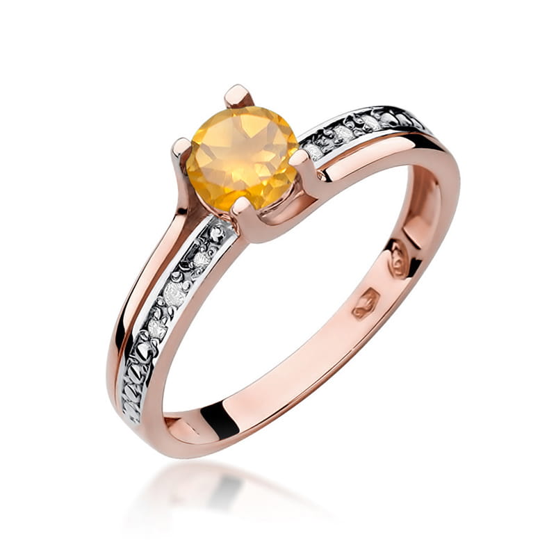 Inel Aur 14K cu Citrin 0.50 ct si Diamante Naturale 0.03 ct, imaginea 8 din 11