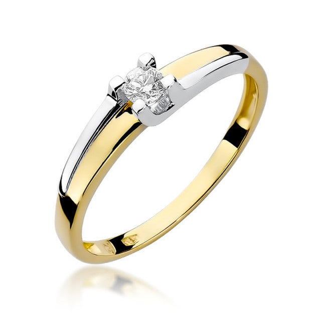 Inel Aur 14K cu Diamant Natural 0.12 ct — Aur galben