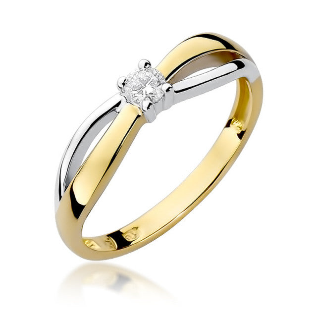 Inel Aur 14K cu Diamant Natural 0.10 ct — Aur galben