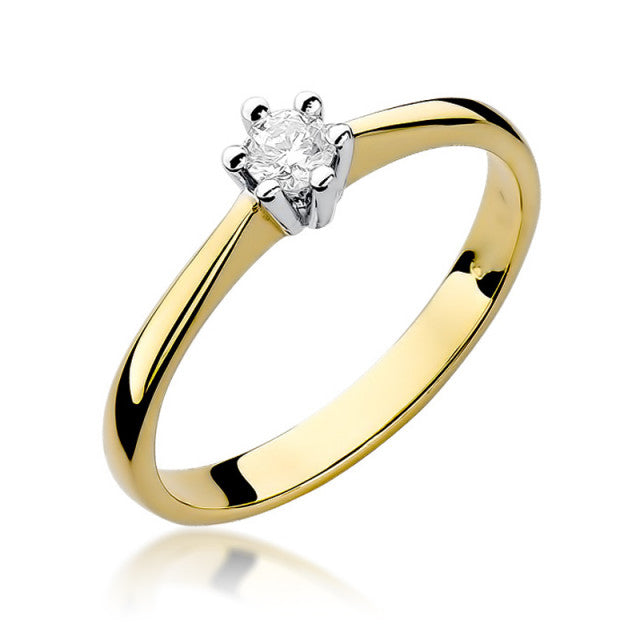 Inel Aur 14K cu Diamant Natural 0.15 ct — Aur galben