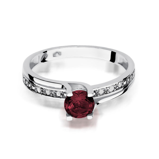 Inel Aur 14K cu Granat 0.60 ct si Diamante Naturale 0.03 ct, imaginea 6 din 11
