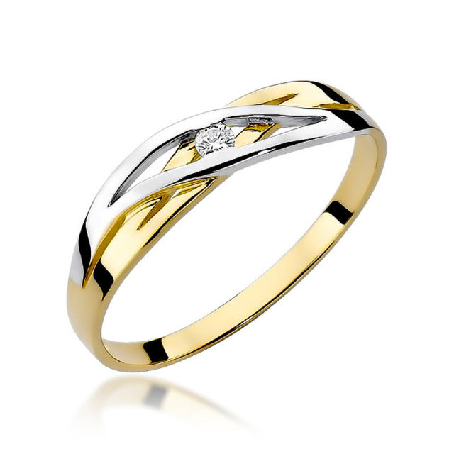 Inel Aur 14K cu Diamant Natural 0.05 ct — Aur galben
