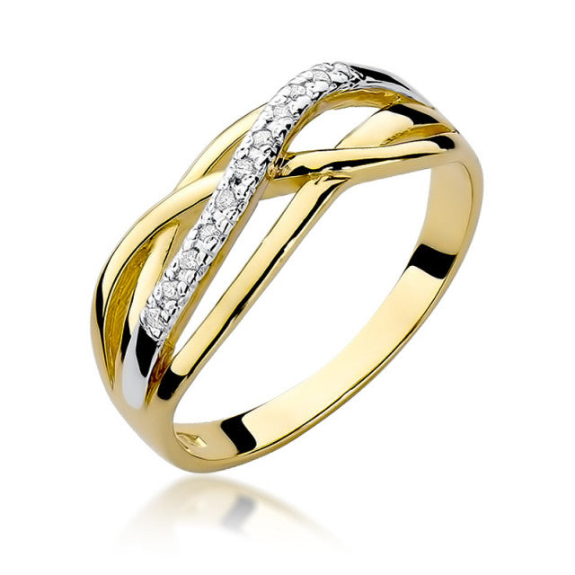 Inel Aur 14K cu Diamante Naturale 0.10 ct — Aur galben