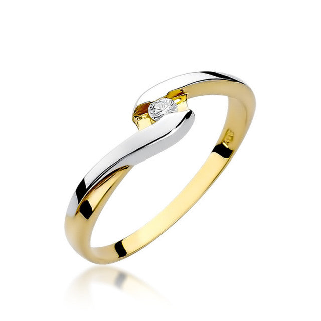Inel Aur 14K cu Diamant Natural 0.05 ct — Aur galben