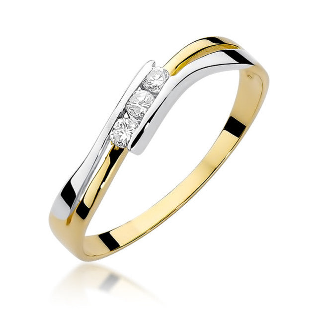 Inel Aur 14K cu Diamante Naturale 0.12 ct — Aur galben