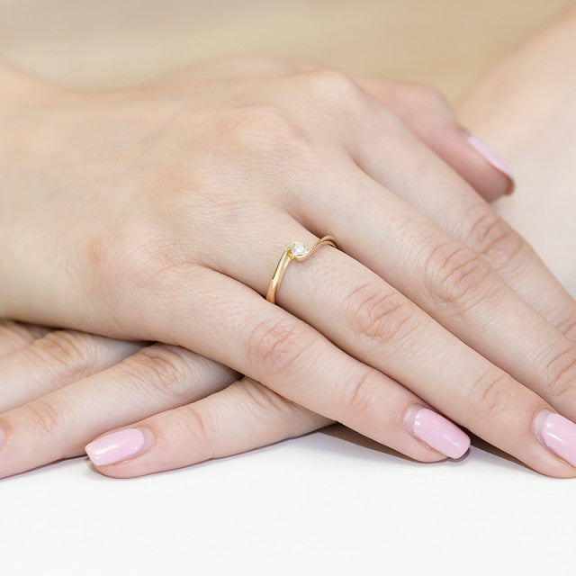 Inel Aur 14K cu Diamant Natural 0.13 ct, imaginea 7 din 10