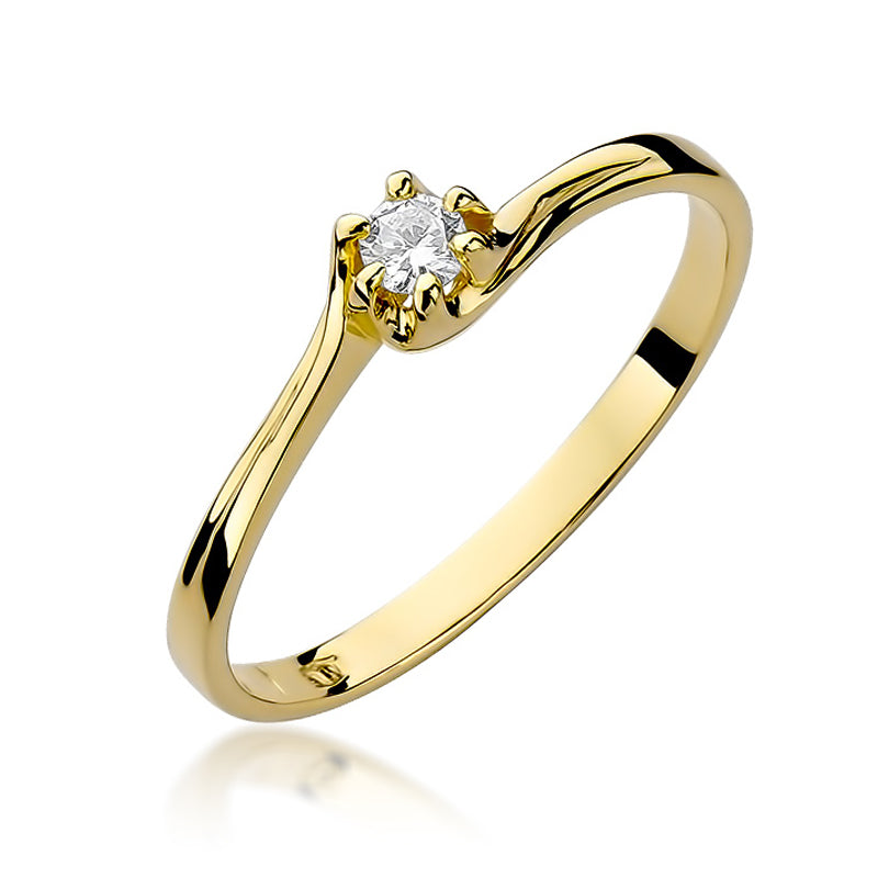 Inel Aur 14K cu Diamant Natural 0.10 ct — Aur galben