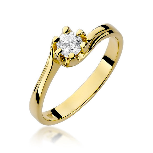 Inel Aur 14K cu Diamant Natural 0.30 ct — Aur galben
