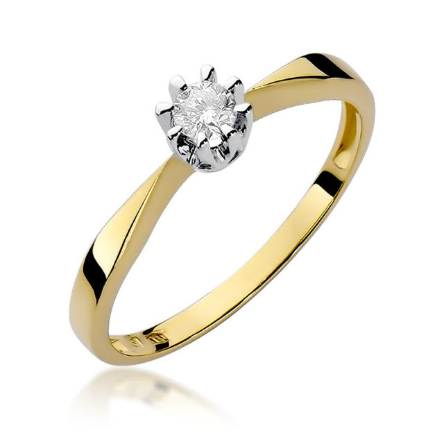 Inel Aur 14K cu Diamant Natural 0.15 ct — Aur galben