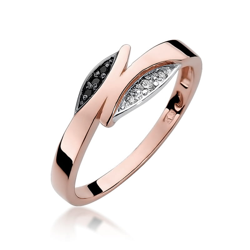 Inel Aur 14K cu Diamante Naturale Albe si Negre 0.03 ct, imaginea 8 din 10