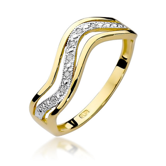 Inel Aur 14K cu Diamante Naturale 0.06 ct — Aur galben