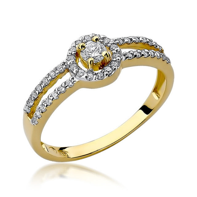 Inel Aur 14K cu Diamante Naturale 0.31 ct — Aur galben