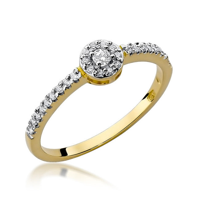 Inel Aur 14K cu Diamante Naturale 0.19 ct — Aur galben
