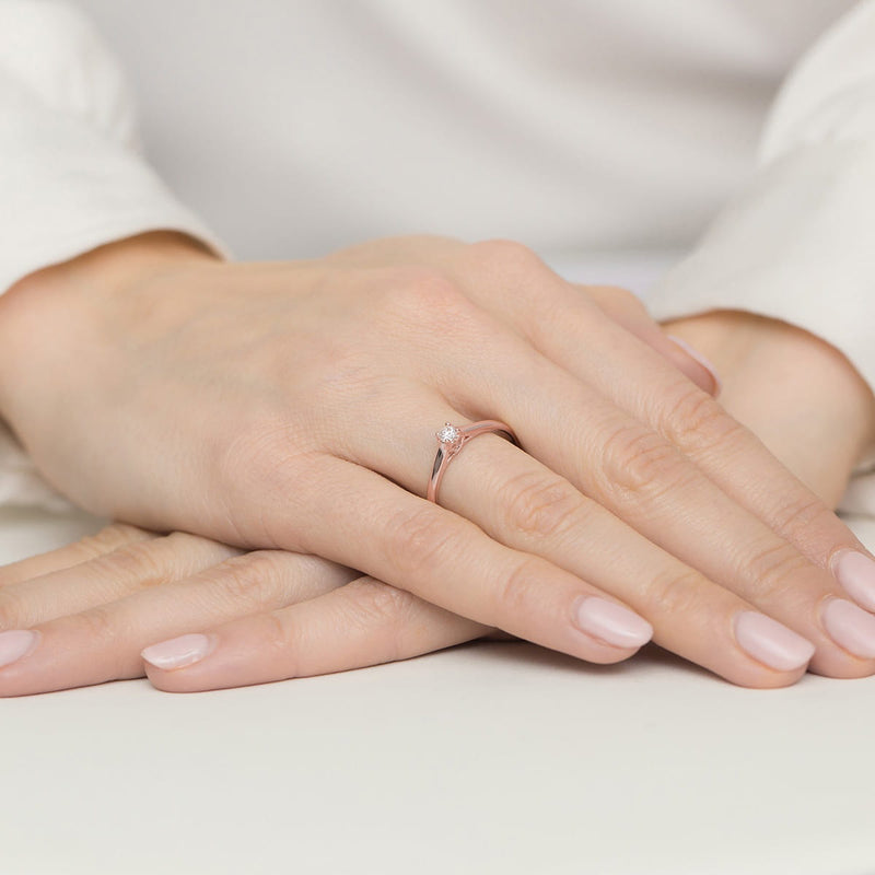 Inel Aur 14K cu Diamant Natural 0.12 ct, imaginea 10 din 10