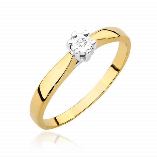 Inel Aur 14K cu Diamant Natural 0.01 ct — Aur galben
