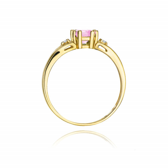 Inel Aur 14K cu Topaz Roz 0.65 ct si Diamante Naturale 0.03 ct, imaginea 3 din 10