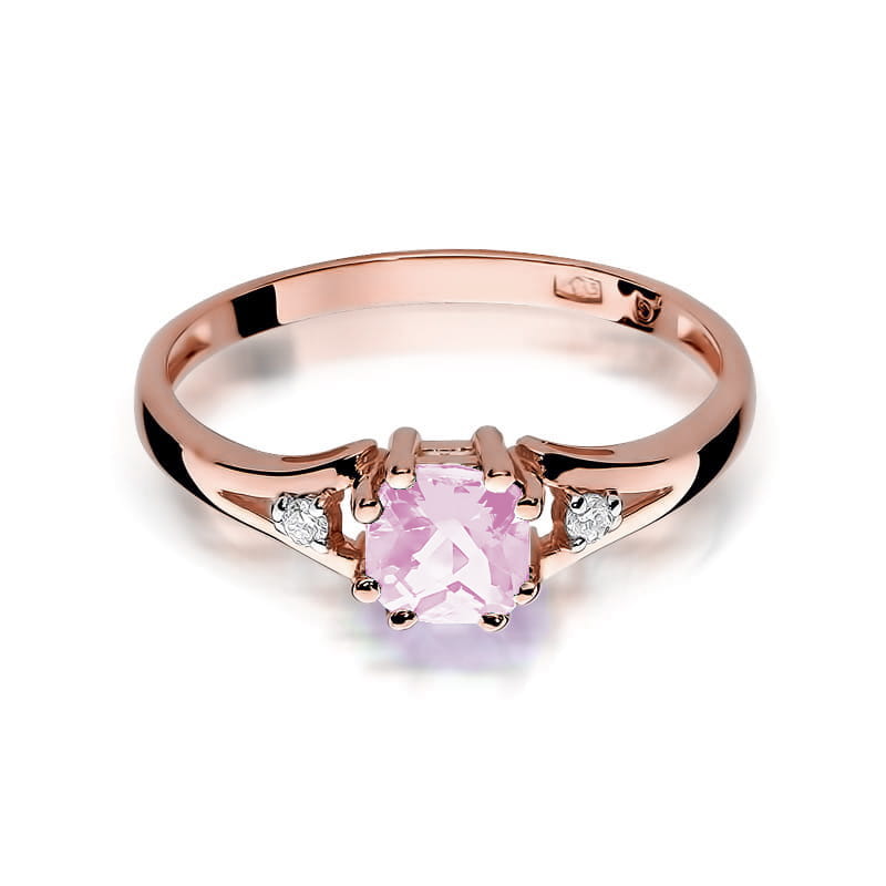 Inel Aur 14K cu Topaz Roz 0.65 ct si Diamante Naturale 0.03 ct, imaginea 8 din 10