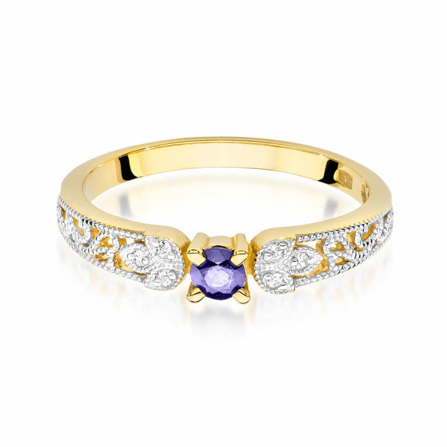 Inel Aur 14K cu Tanzanit 0.15 ct si Diamante Naturale 0.03 ct, imaginea 2 din 11