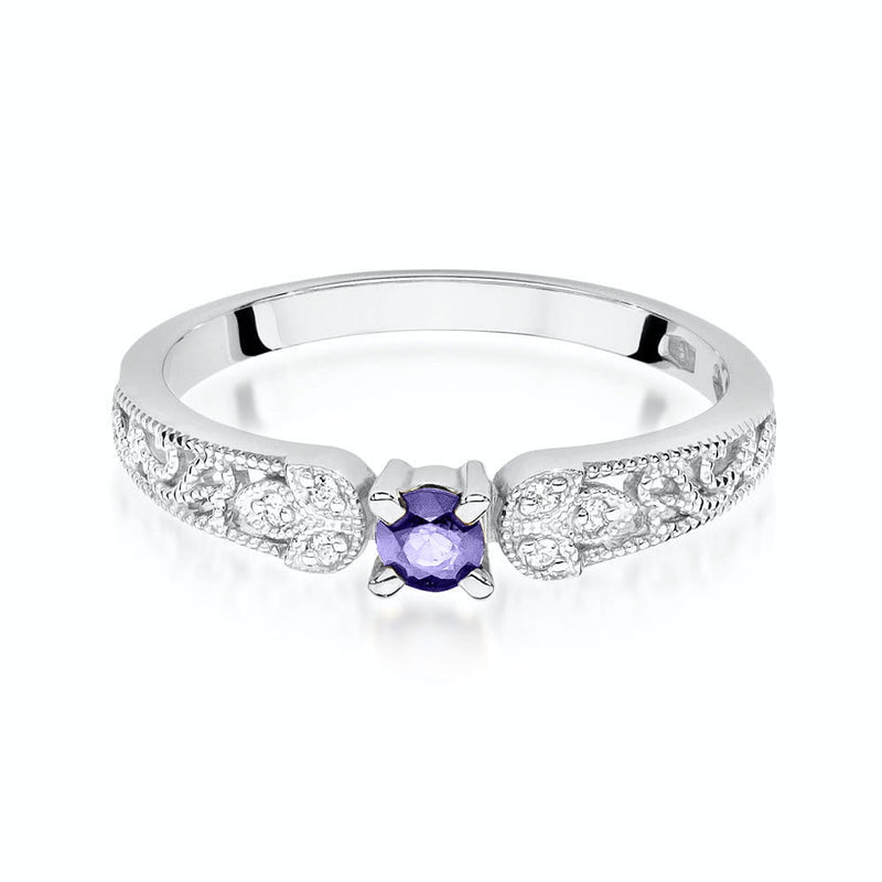 Inel Aur 14K cu Tanzanit 0.15 ct si Diamante Naturale 0.03 ct, imaginea 6 din 11