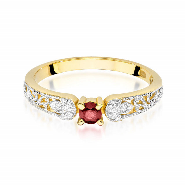 Inel Aur 14K cu Rubin 0.15 ct si Diamante Naturale 0.03 ct, imaginea 2 din 10
