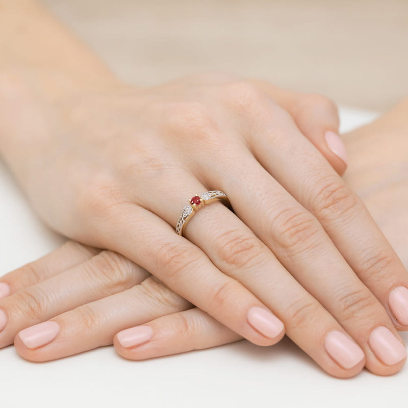 Inel Aur 14K cu Rubin 0.15 ct si Diamante Naturale 0.03 ct, imaginea 7 din 10