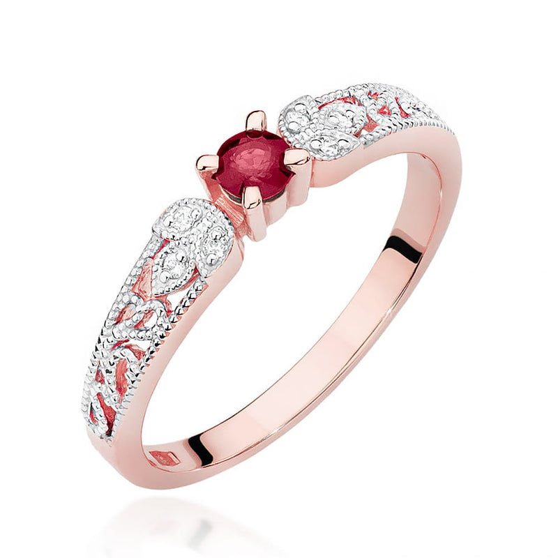 Inel Aur 14K cu Rubin 0.15 ct si Diamante Naturale 0.03 ct, imaginea 8 din 10