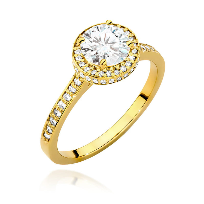 Inel Aur 14K cu Diamante Naturale 1.38 ct — Aur galben