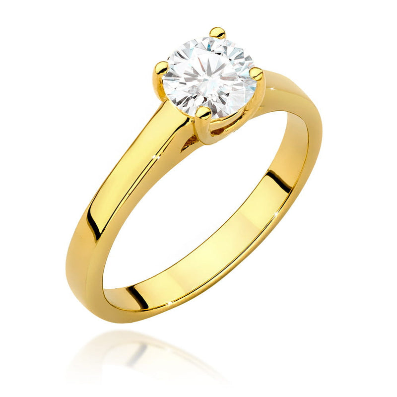 Inel Aur 14K cu Diamant Natural 0.70 ct — Aur galben