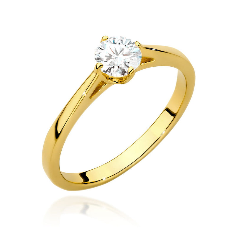 Inel Aur 14K cu Diamant Natural 0.40 ct — Aur galben