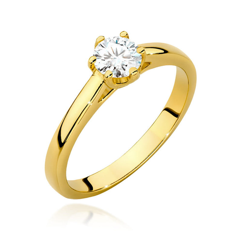 Inel Aur 14K cu Diamant Natural 0.40 ct — Aur galben