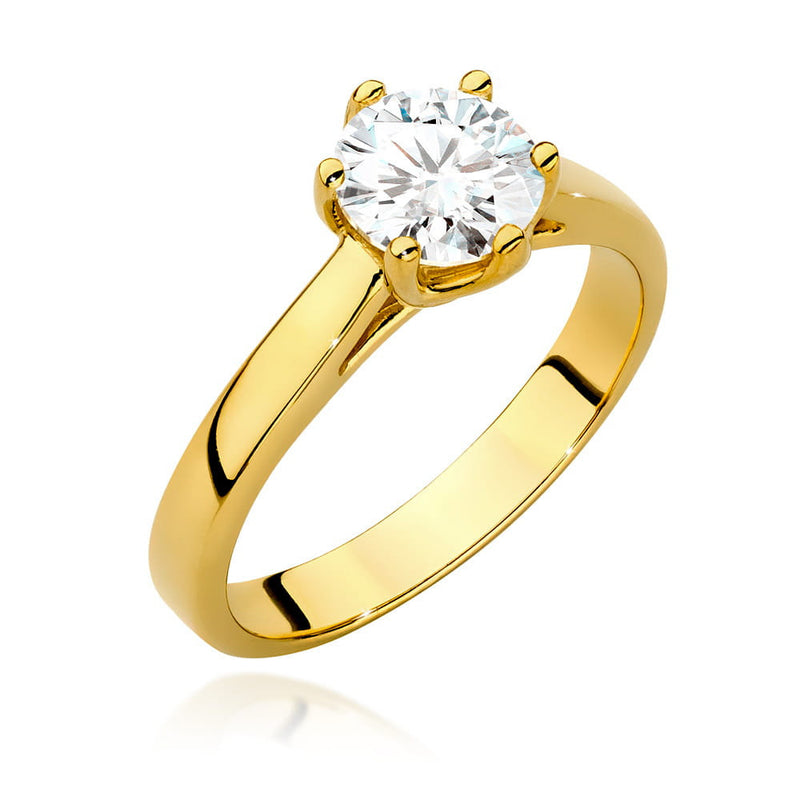 Inel Aur 14K cu Diamant Natural 1.00 ct — Aur galben