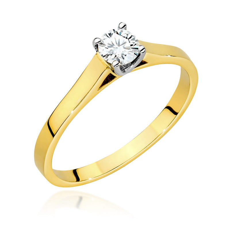 Inel Aur 14K cu Diamant Natural 0.40 ct — Aur galben
