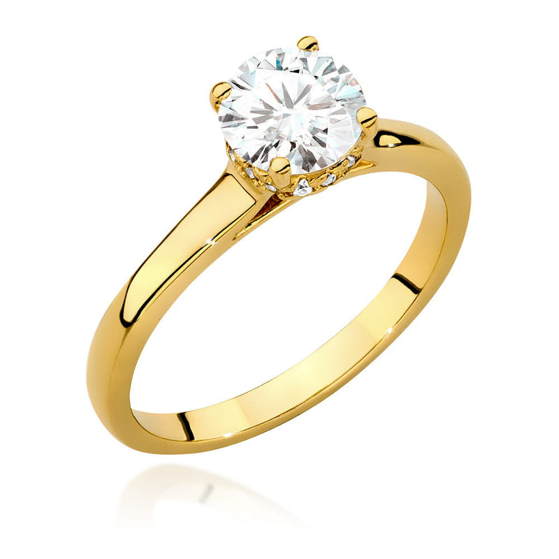 Inel Aur 14K cu Diamante Naturale 1.07 ct — Aur galben
