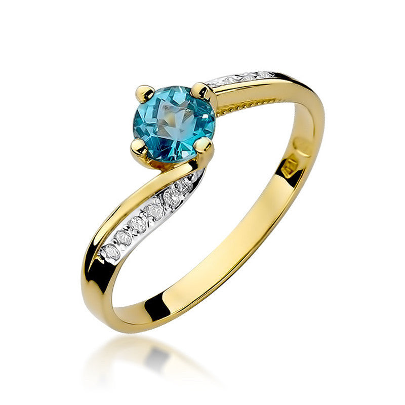 Inel Aur 14K cu Topaz Swiss 0.50 ct si Diamante Naturale 0.05 ct — Aur galben