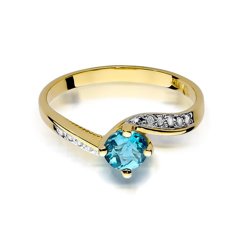 Inel Aur 14K cu Topaz Swiss 0.50 ct si Diamante Naturale 0.05 ct, imaginea 2 din 11