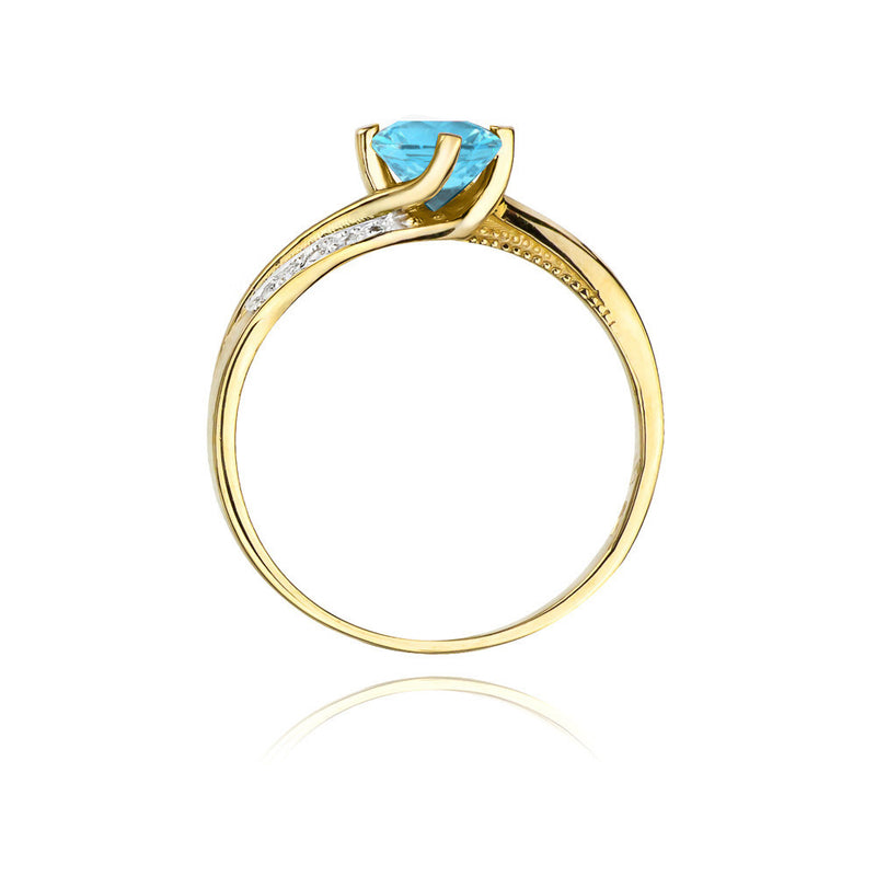 Inel Aur 14K cu Topaz Swiss 0.50 ct si Diamante Naturale 0.05 ct, imaginea 3 din 11
