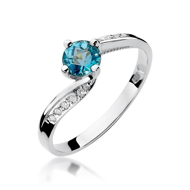 Inel Aur 14K cu Topaz Swiss 0.50 ct si Diamante Naturale 0.05 ct, imaginea 5 din 11