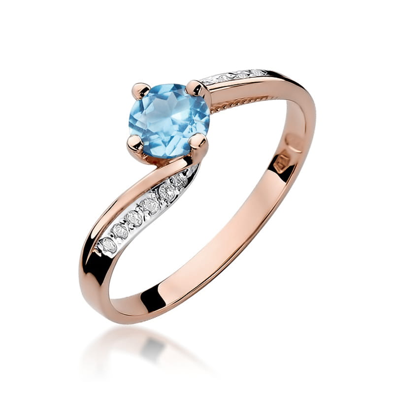 Inel Aur 14K cu Topaz Swiss 0.50 ct si Diamante Naturale 0.05 ct, imaginea 8 din 11