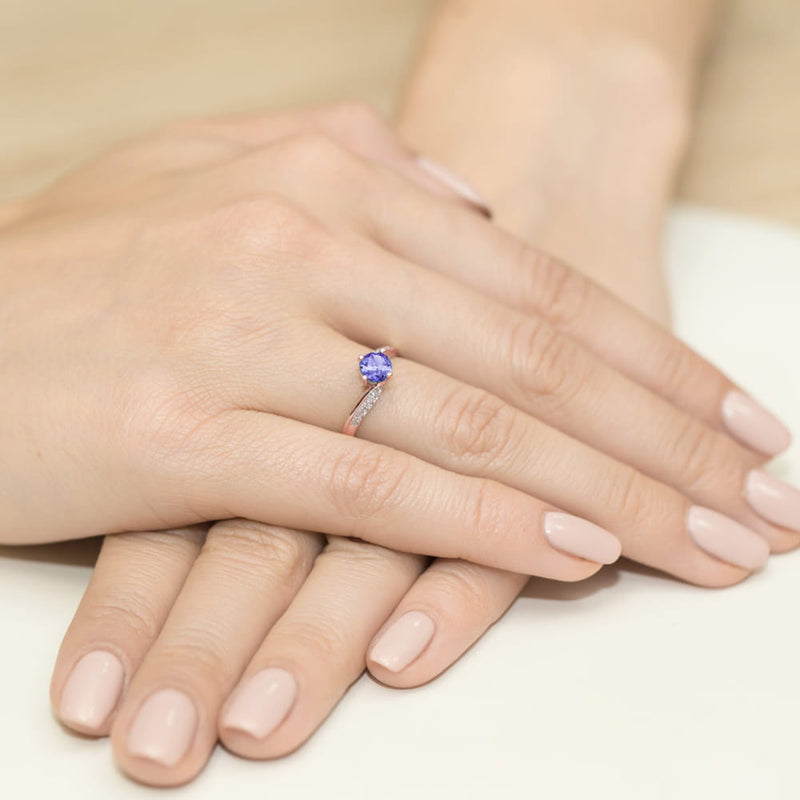 Inel Aur 14K cu Tanzanit 0.50 ct si Diamante Naturale 0.05 ct, imaginea 11 din 11